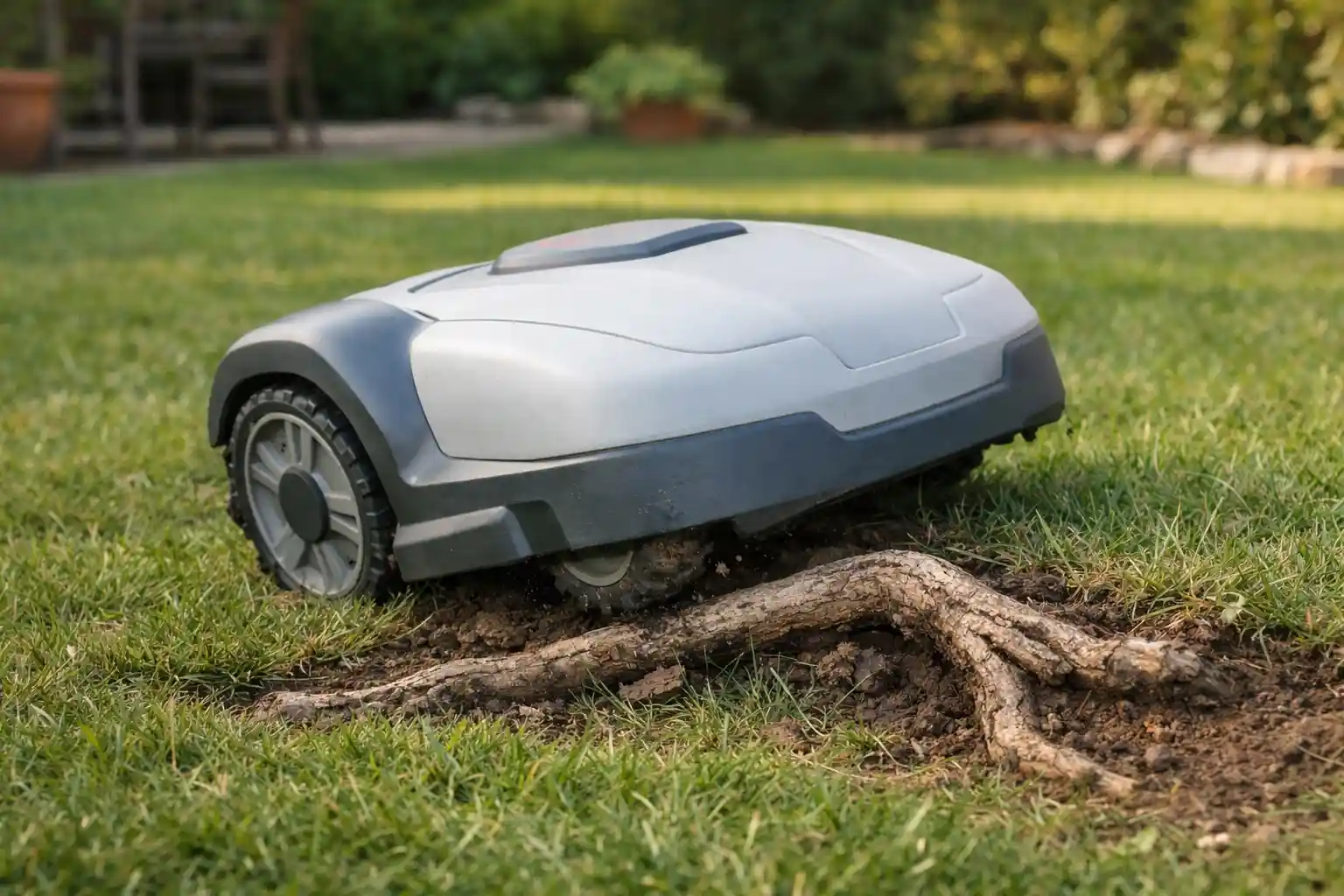 robot cortacésped se queda atascado