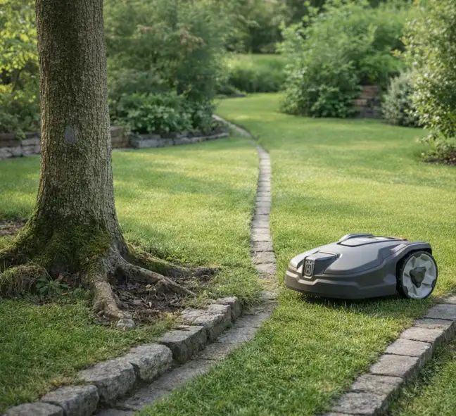 robot cortacésped para jardín complicado