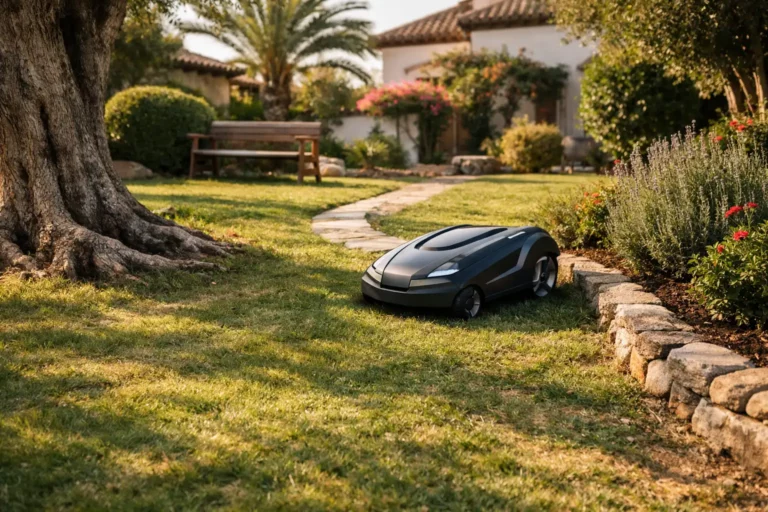 robot cortacésped para jardines con muchos obstáculos