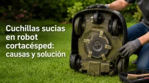 Cuchillas sucias en robot cortacésped